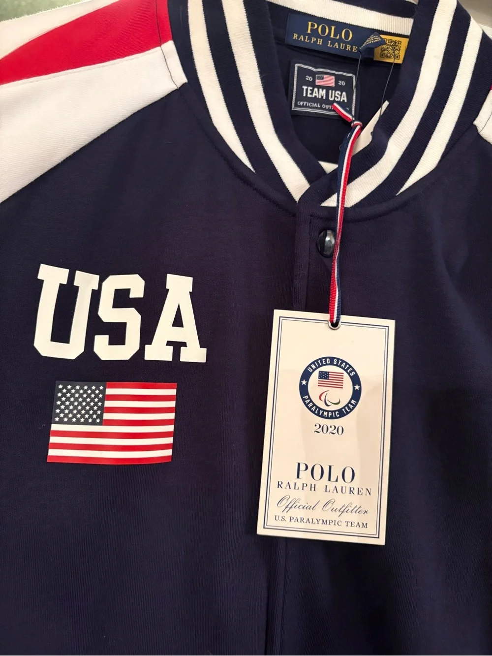 2020 Tokyo Olympics Polo by Ralph Lauren Navy, Red & White USA Track Jacket